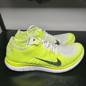 Nike Free 4.0 Flyknit Women's Size 7 Running Shoes Volt White